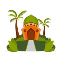 Islamic Mosque illustration for eid greeting card background design. vector