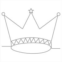 Crown continuous single line royal banner concept Line art outline minimal illustration vector