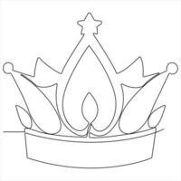 Crown continuous single line royal banner concept Line art outline minimal illustration vector