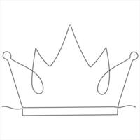 Crown continuous single line royal banner concept Line art outline minimal illustration vector