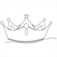 Crown continuous single line royal banner concept Line art outline minimal illustration vector