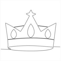 Crown continuous single line royal banner concept Line art outline minimal illustration vector