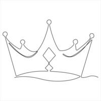 Crown continuous single line royal banner concept Line art outline minimal illustration vector