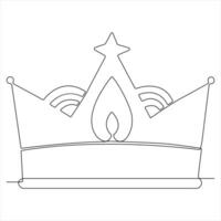 Crown continuous single line royal banner concept Line art outline minimal illustration vector