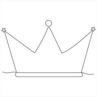 Crown continuous single line royal banner concept Line art outline minimal illustration vector