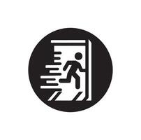 Emergency exit illustration, escape route sign and symbol vector