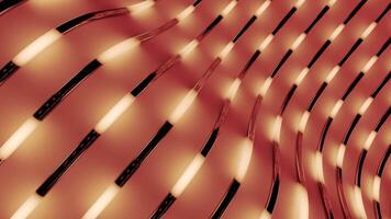Moving luminous stripes in tubes. Design. Background of curved tubes on surface with luminous strokes. Moving luminous strokes move in tubes video
