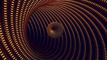 Abstract sphere flying inside dotted tunnel, seamless loop. Design. Beautiful ball moving inside digital colorful corridor. video