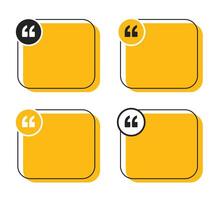 Quote text box frame in squircle shape with quote marks illustration set vector