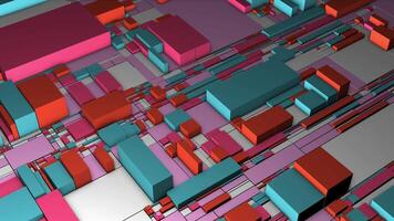 abstrato geométrico fundo com comovente blocos do diferente Tamanho e cores. movimento. 3d retangular formas superfície. video