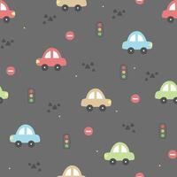 Seamless pattern with cute car vector