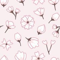 Seamless pattern with cherry blossom vector