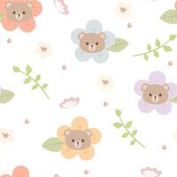 Seamless pattern with cute floral vector