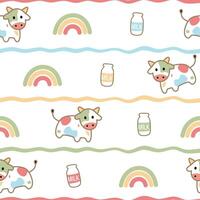 Seamless pattern with milk cow vector
