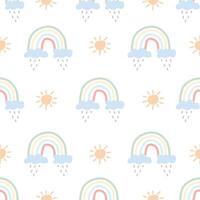 Seamless pattern with rainbow vector