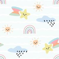 Seamless pattern with rainbow vector