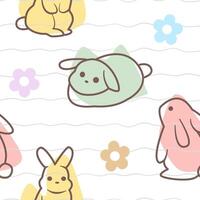 Seamless pattern with rabbit vector
