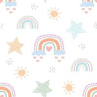 Seamless pattern with rainbow vector