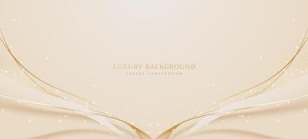 Abstract luxury gold background. Modern golden line wave design template. Premium soft cream with elegant geometric banner illustration vector