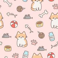 Seamless pattern with cat vector