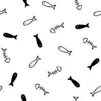 Seamless pattern with bone fish vector
