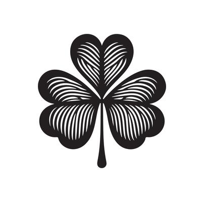 Four-leaf clover icon illustration. Black icon isolated on white background. Clover silhouette.