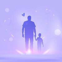 a purple background with a man and a child vector