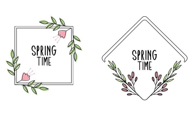 Spring time doodle floral frames