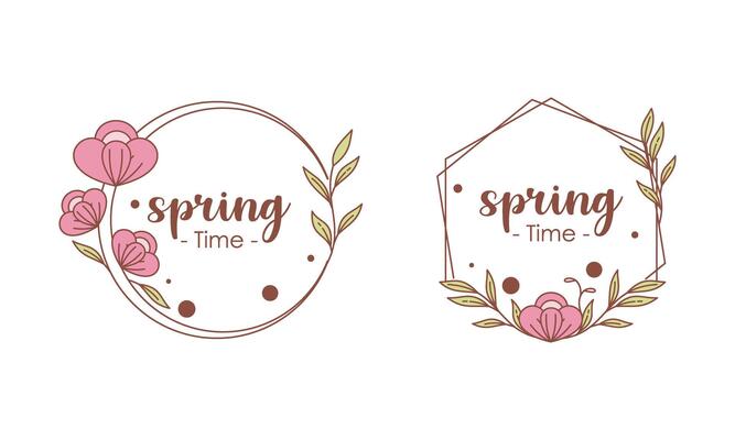 Spring time doodle floral frames