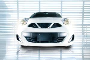 Detail View of the front grill of a hatchback car photo