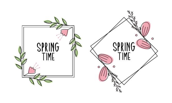Spring time doodle floral frames