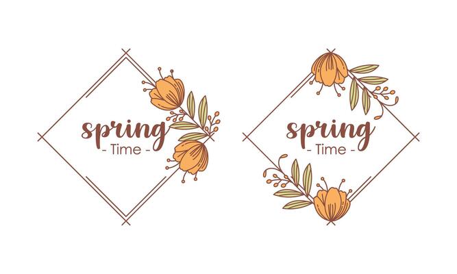 Spring time doodle floral frames