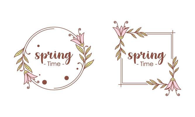 Spring time doodle floral frames