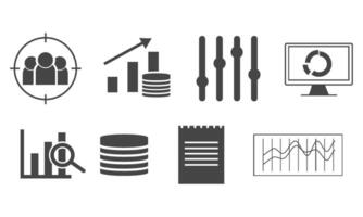 Data analytics icon set. Big data analysis technology symbol vector