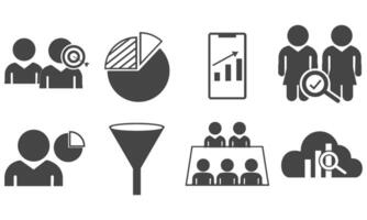 Data analytics icon set. Big data analysis technology symbol vector
