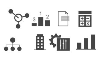 Data analytics icon set. Big data analysis technology symbol vector