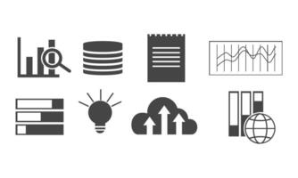 Data analytics icon set. Big data analysis technology symbol vector
