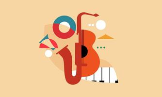 Jazz music. Concert instruments, posters with piano, saxophone vector