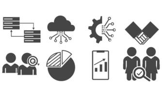 Data analytics icon set. Big data analysis technology symbol vector