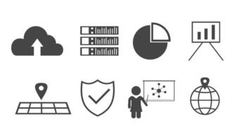Data analytics icon set. Big data analysis technology symbol vector
