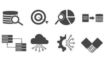 Data analytics icon set. Big data analysis technology symbol vector