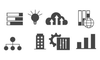 Data analytics icon set. Big data analysis technology symbol vector