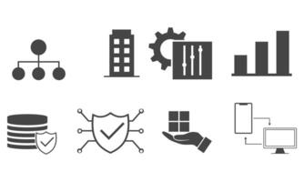 Data analytics icon set. Big data analysis technology symbol vector