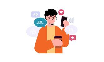 Modern social media problems, peculiarities and differences vector