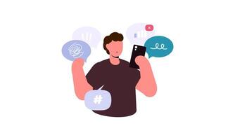 Modern social media problems, peculiarities and differences vector
