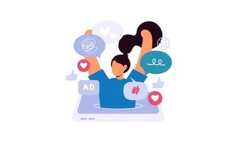 Modern social media problems, peculiarities and differences vector