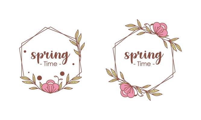 Spring time doodle floral frames