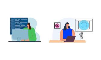 Information technology business, work in internet illustration vector