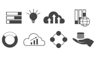 Data analytics icon set. Big data analysis technology symbol vector