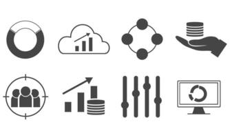 Data analytics icon set. Big data analysis technology symbol vector